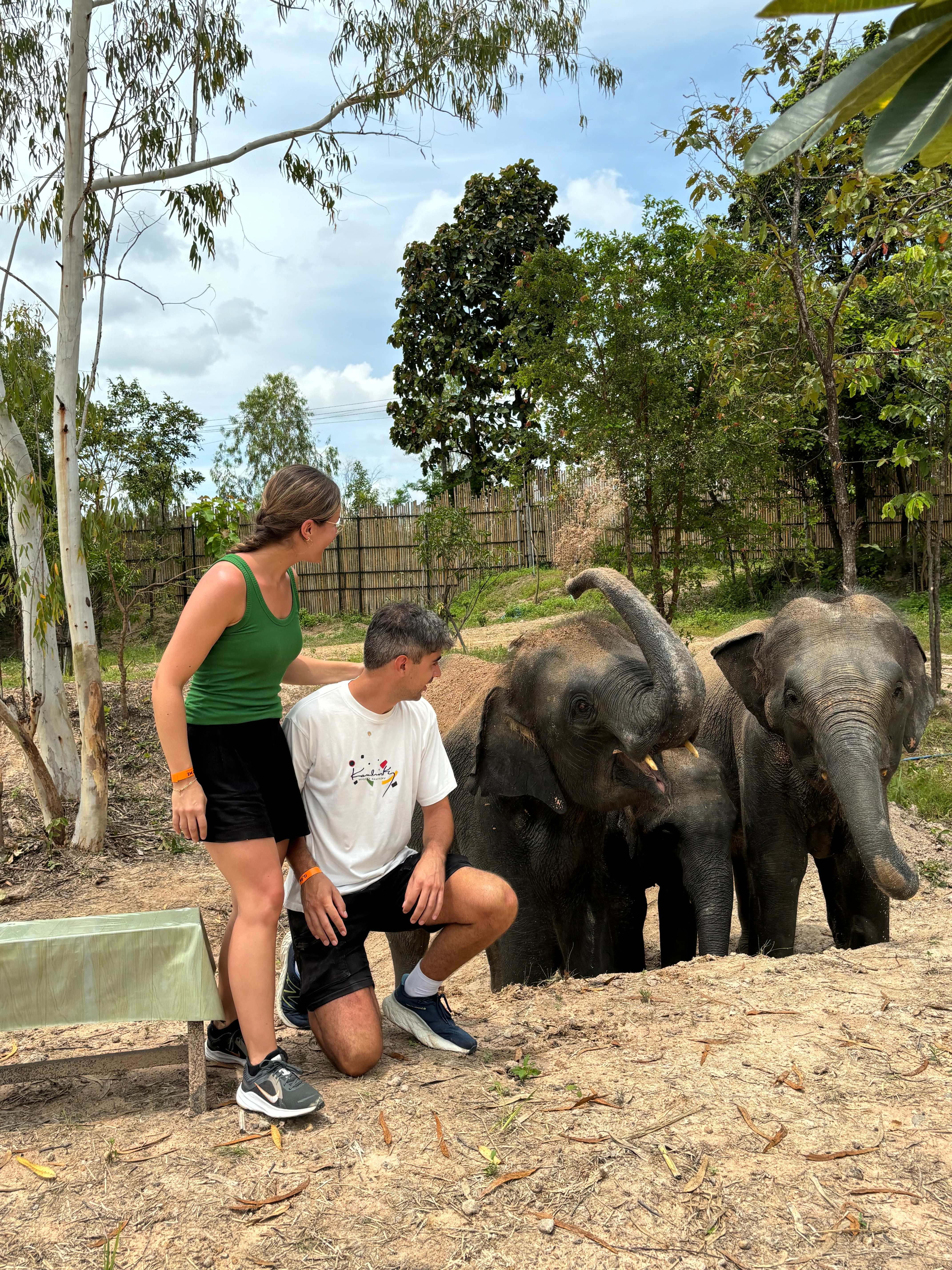 Couple with elephants
